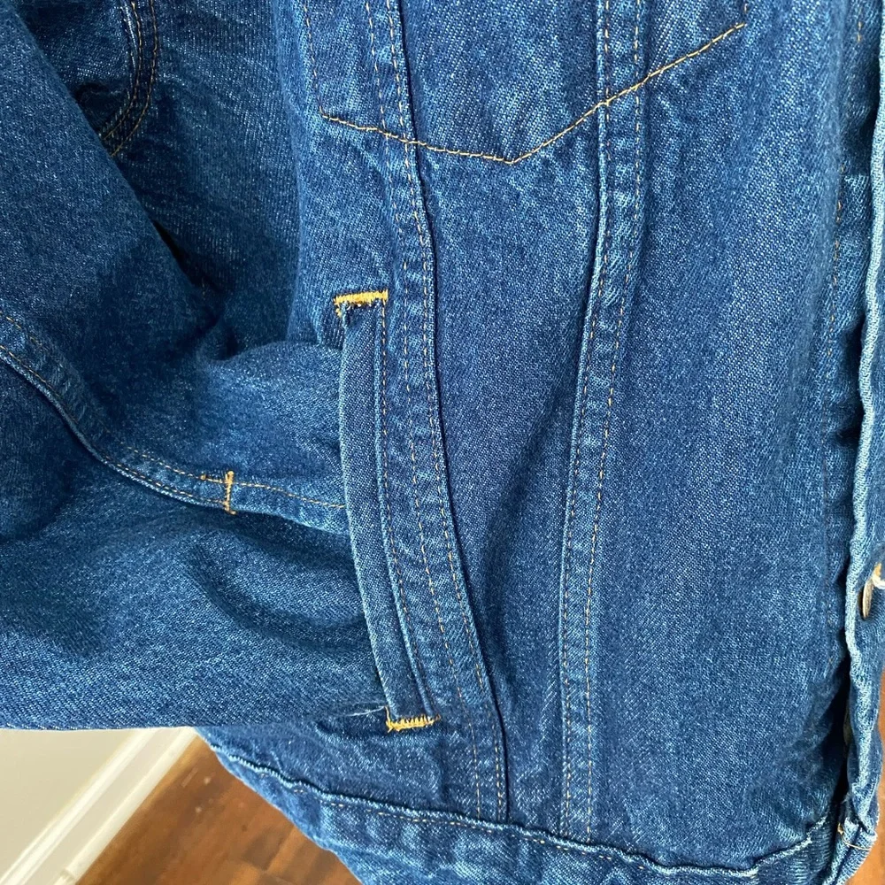 Vtg Tyca Union Made American Legion Riders Dark Wash Denim Jean Trucker Jacket L